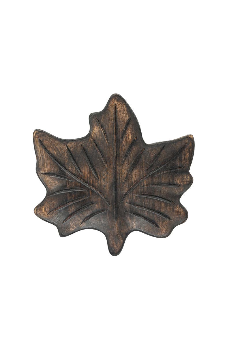 Maple Leaf Decorative Tray, Main, color, Brown