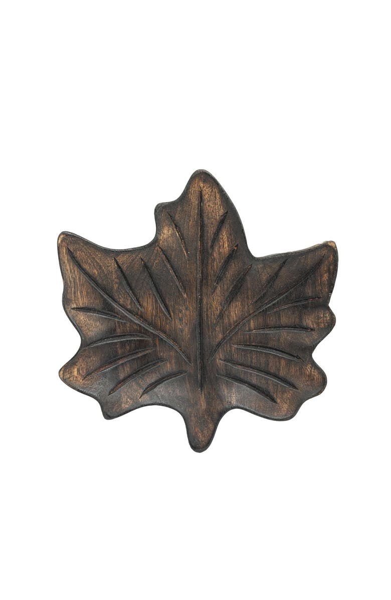 Foreside Home and Garden Maple Leaf Decorative Tray, Main, color, Brown