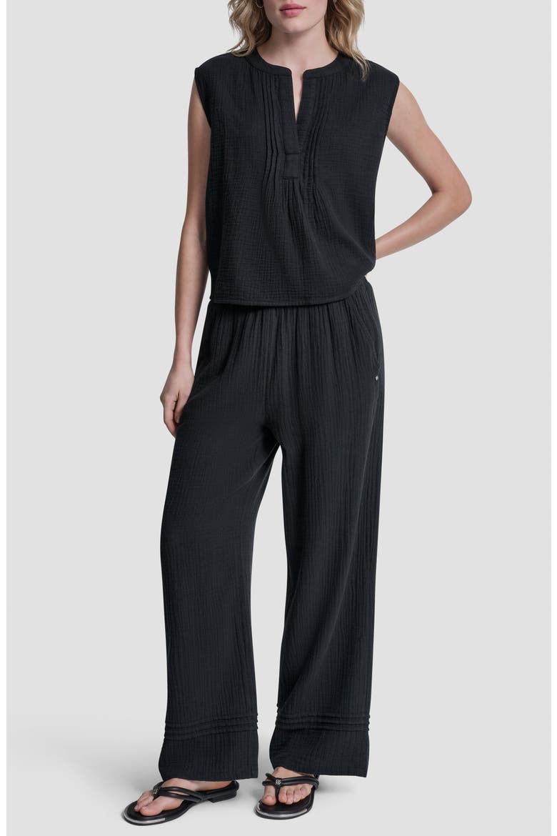 Double Crepe Gauze Sleeveless Top, Alternate, color, BLACK
