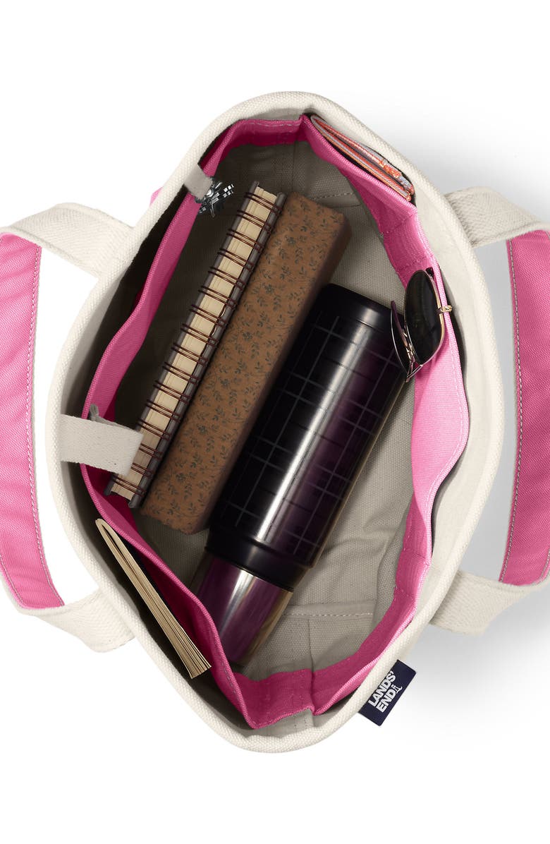 Lands' End Pre-Monogrammed Letter Canvas Tote Bag, Alternate, color, Natural/Fresh Pink