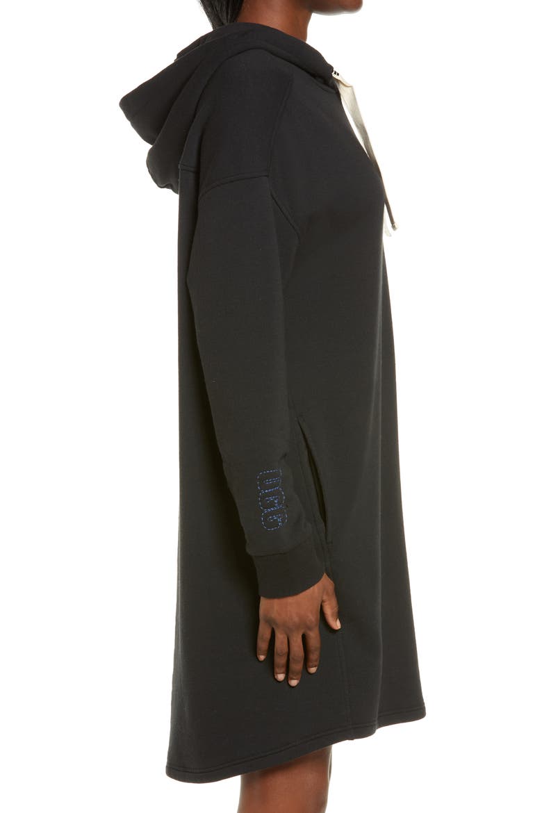 Aderlyn Fleece Lounge Hoodie Dress, Alternate, color, BLACK