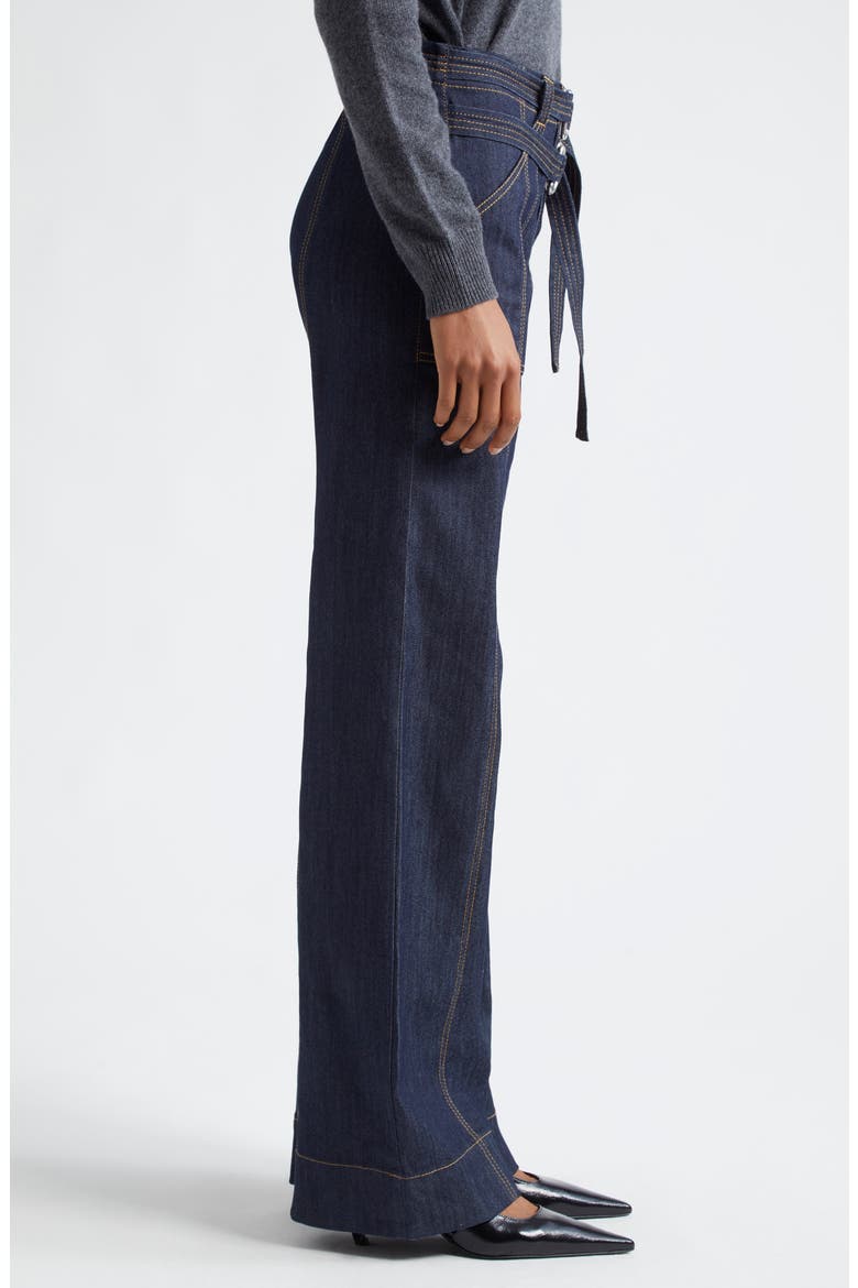Double Belted Waist Bootcut Jeans, Alternate, color, INDIGO