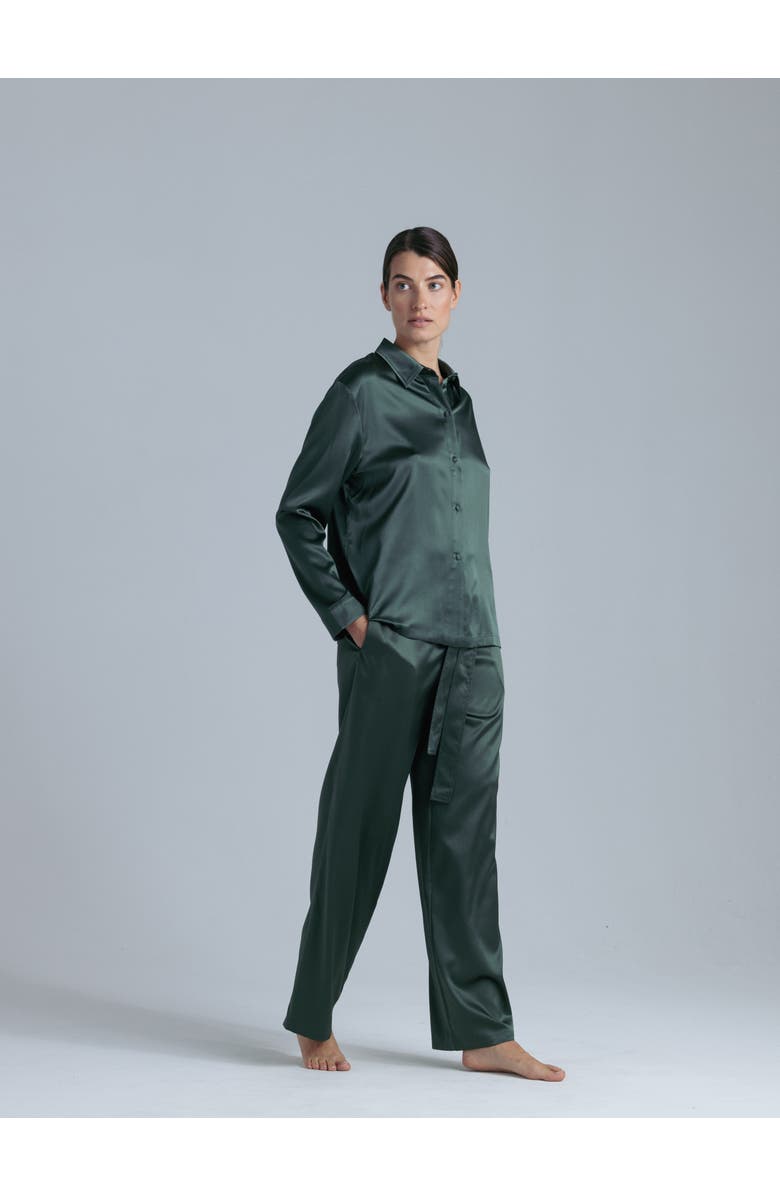 Alas Silk Long Sleeve Shirt, Alternate, color, Rich Green