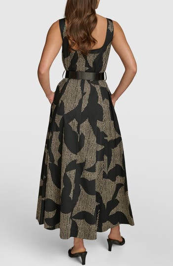 【Donna Karan New York】Floral-Print Belted Midi Dress Donna Karan New York Plus Size Floral-Print Belted Midi