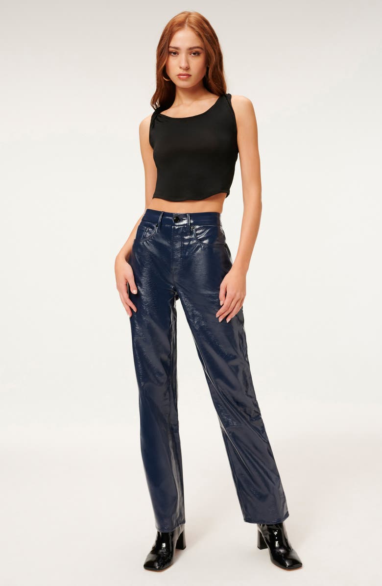 Good American Good '90s Vinyl Straight Leg Pants, Alternate, color, Twilight001