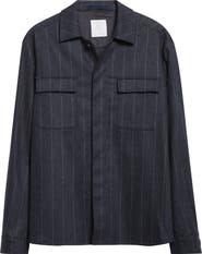 Eleventy Stripe Stretch Virgin Wool & Cashmere Overshirt