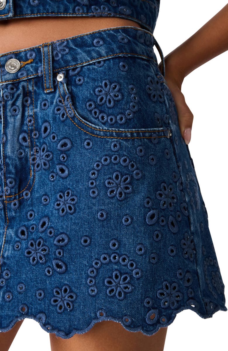 Steve Madden Delilah Denim Eyelet Skort, Alternate, color, Blue Depths