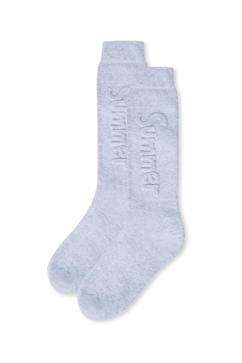 Embossed Summer Knee-High Socks, Alternate, color, Chambray Heather