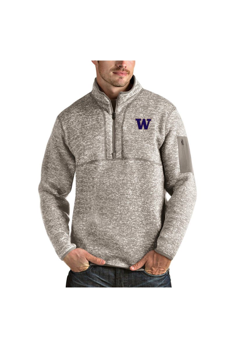 ANTIGUA Men's Antigua Oatmeal Washington Huskies Fortune Half-Zip Pullover Jacket, Alternate, color, Oatmeal