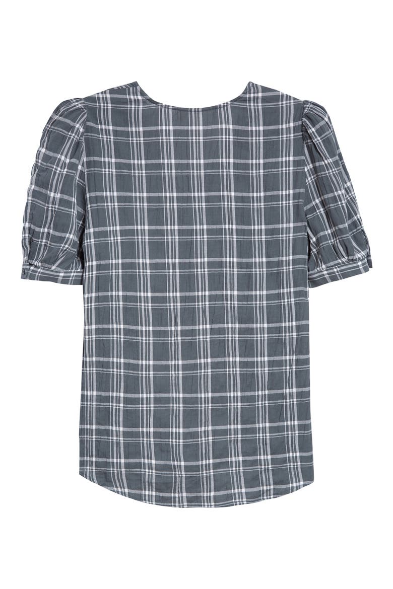 Plaid Blouse, Alternate, color, BLUE SLATE PEARL PLAID
