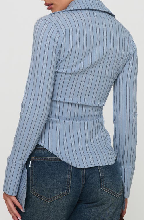 Princess Polly Madlin Stripe Long Sleeve Button-up Shirt In Blue
