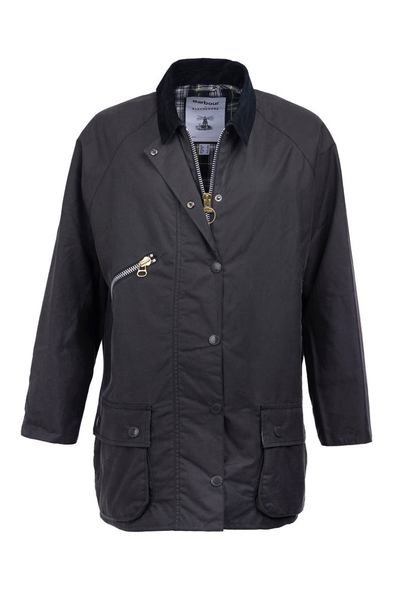 x ALEXACHUNG Edith Weatherproof Waxed Cotton Jacket, Alternate, color, CHARCOAL/ DRESS GORDON