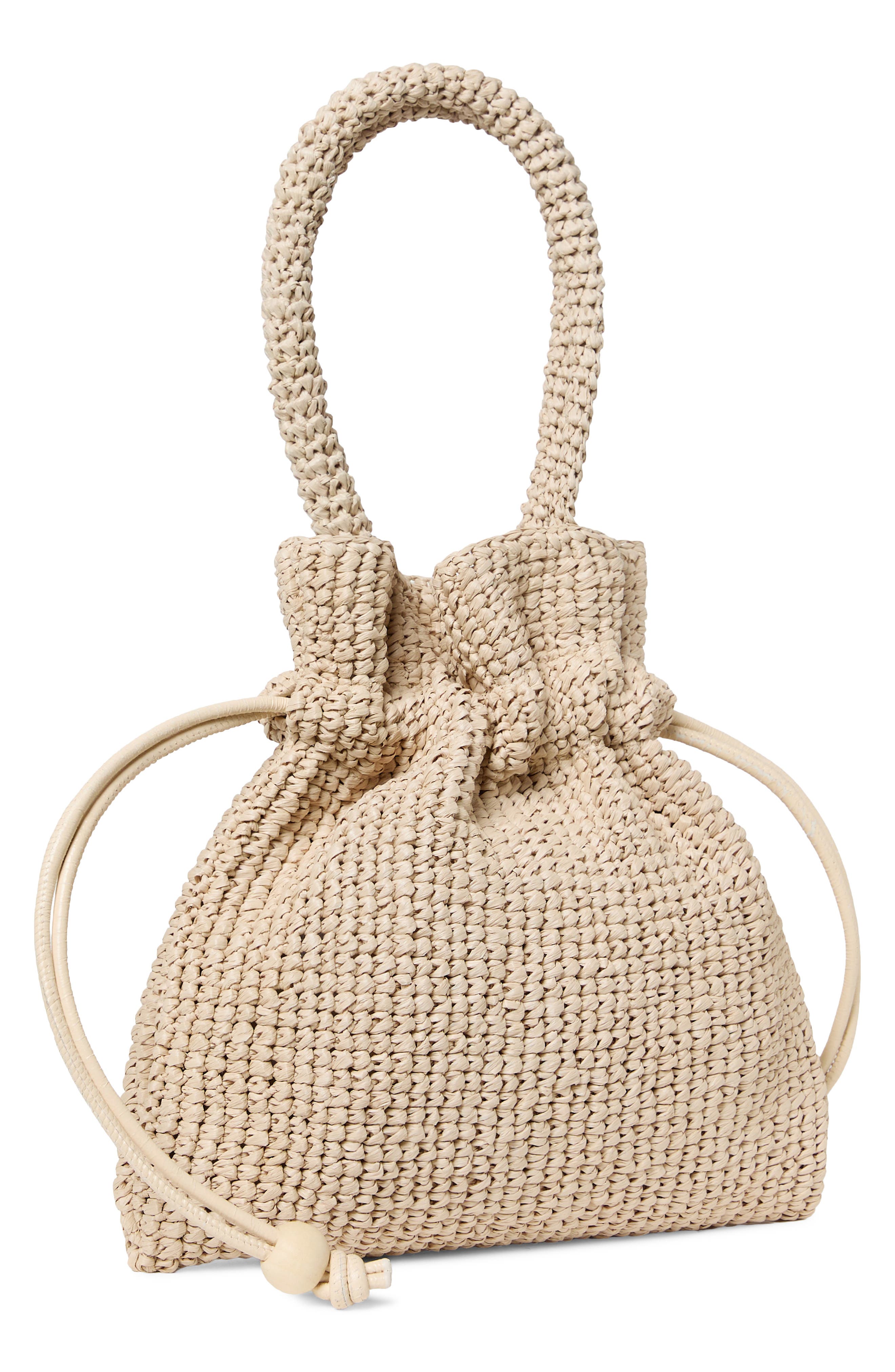 Loeffler Randall Kylie Raffia Drawstring Pouch, Alternate, color, Natural