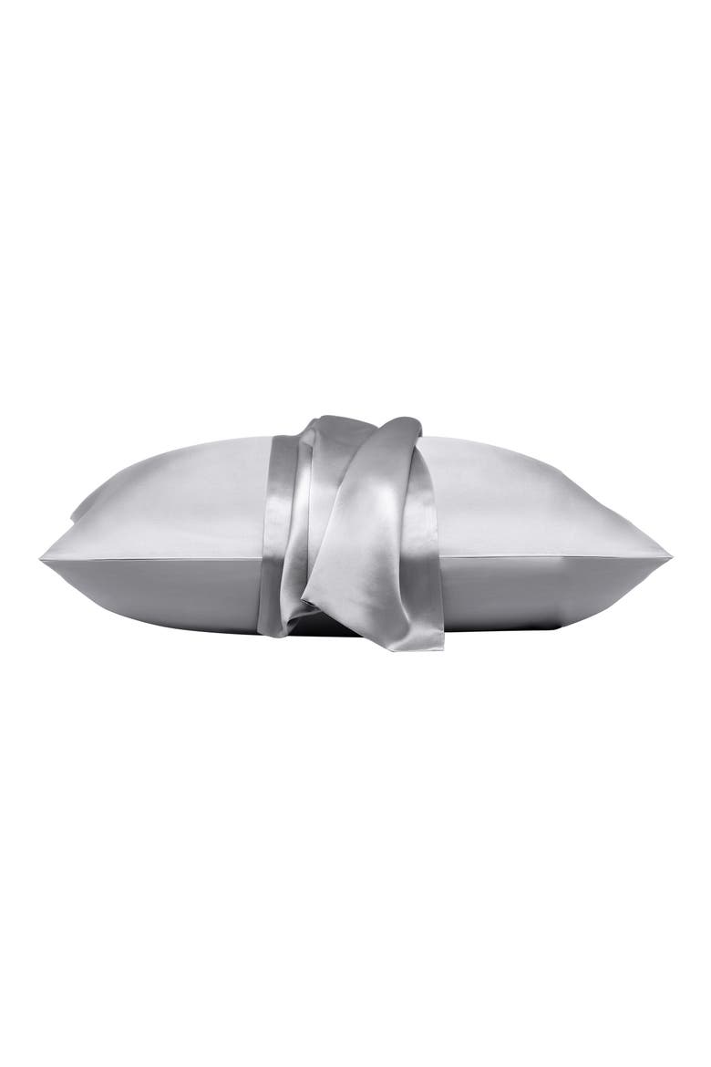 Silk Pillowcase & Eye Mask Beauty Bundle, Main, color, SILVER