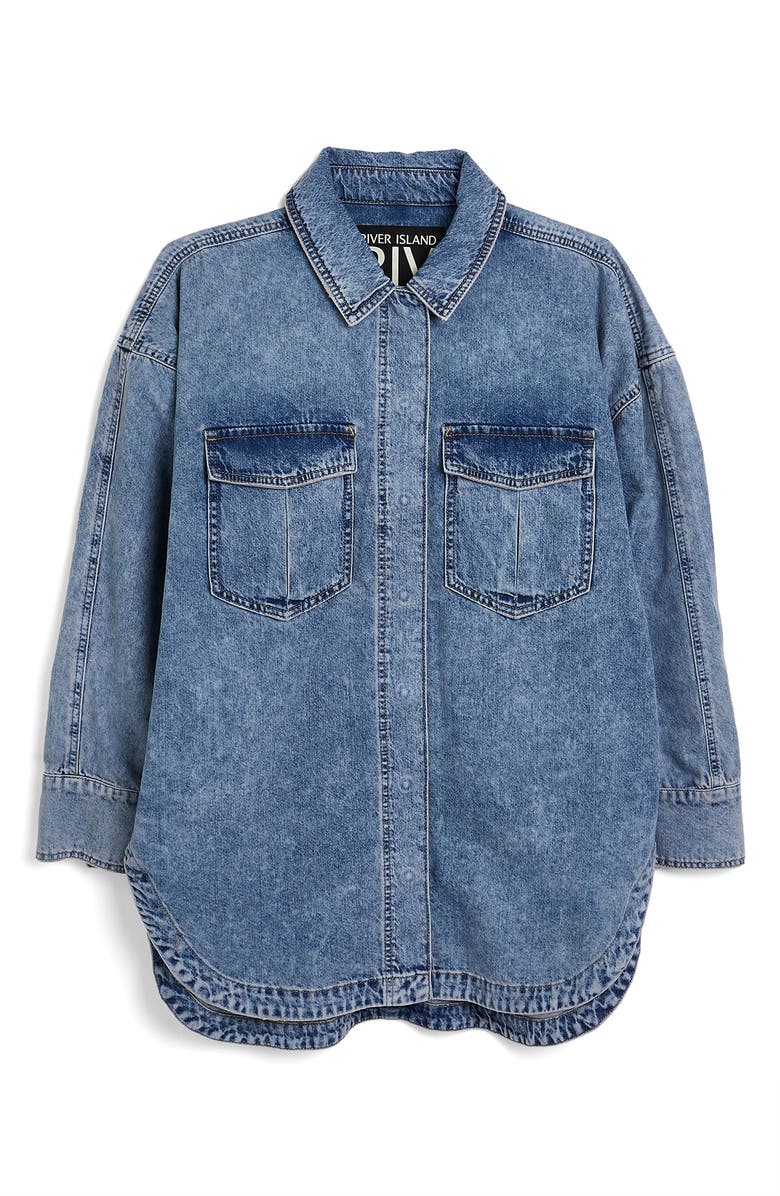 River Island Boyfriend Oversize Denim Shirt Jacket, Alternate, color, 