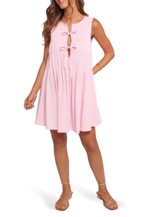 Madeline Pintuck Tie Front Minidress