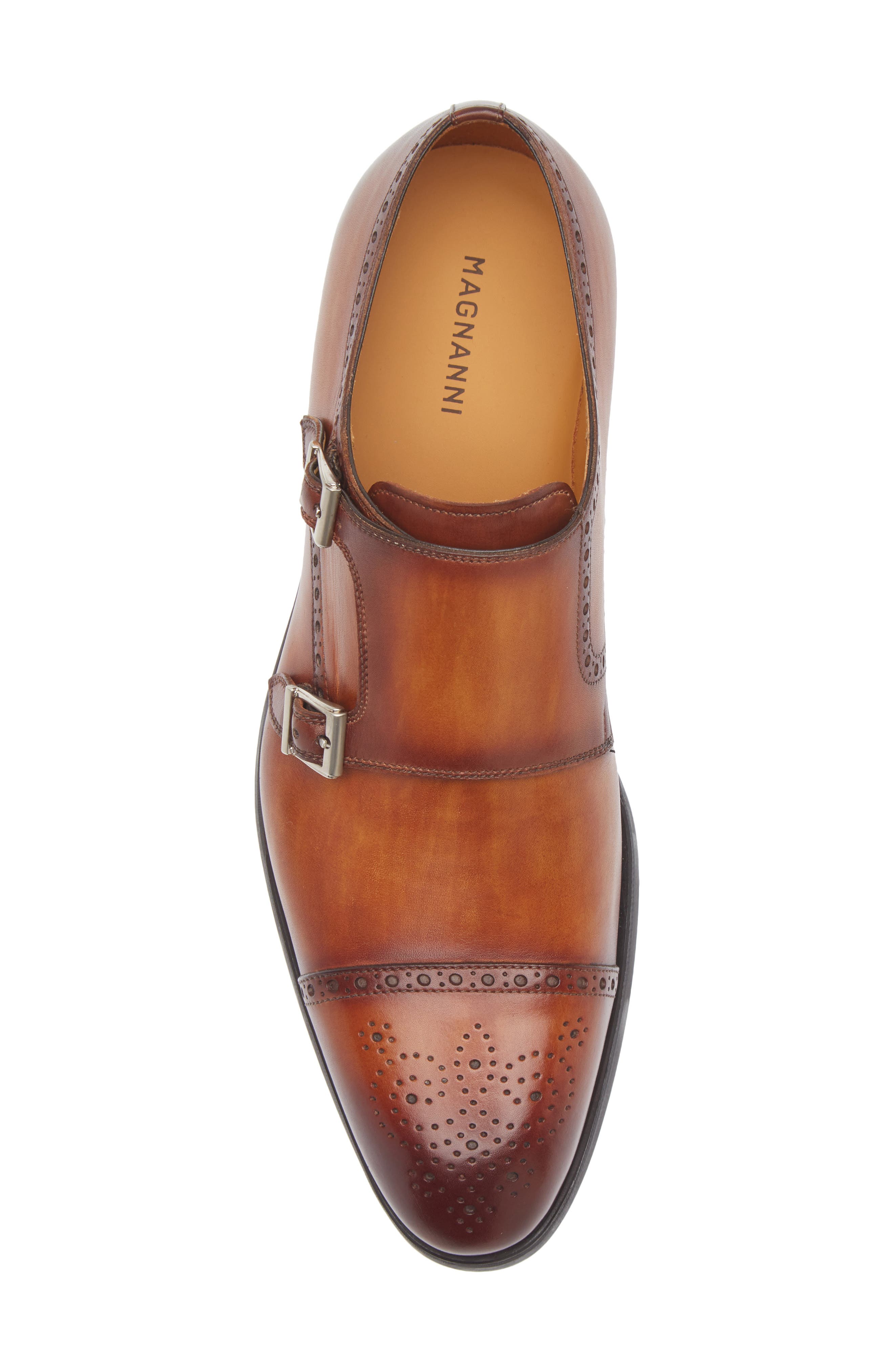 Magnanni Miliano Monk Strap Shoe, Alternate, color, Cuero