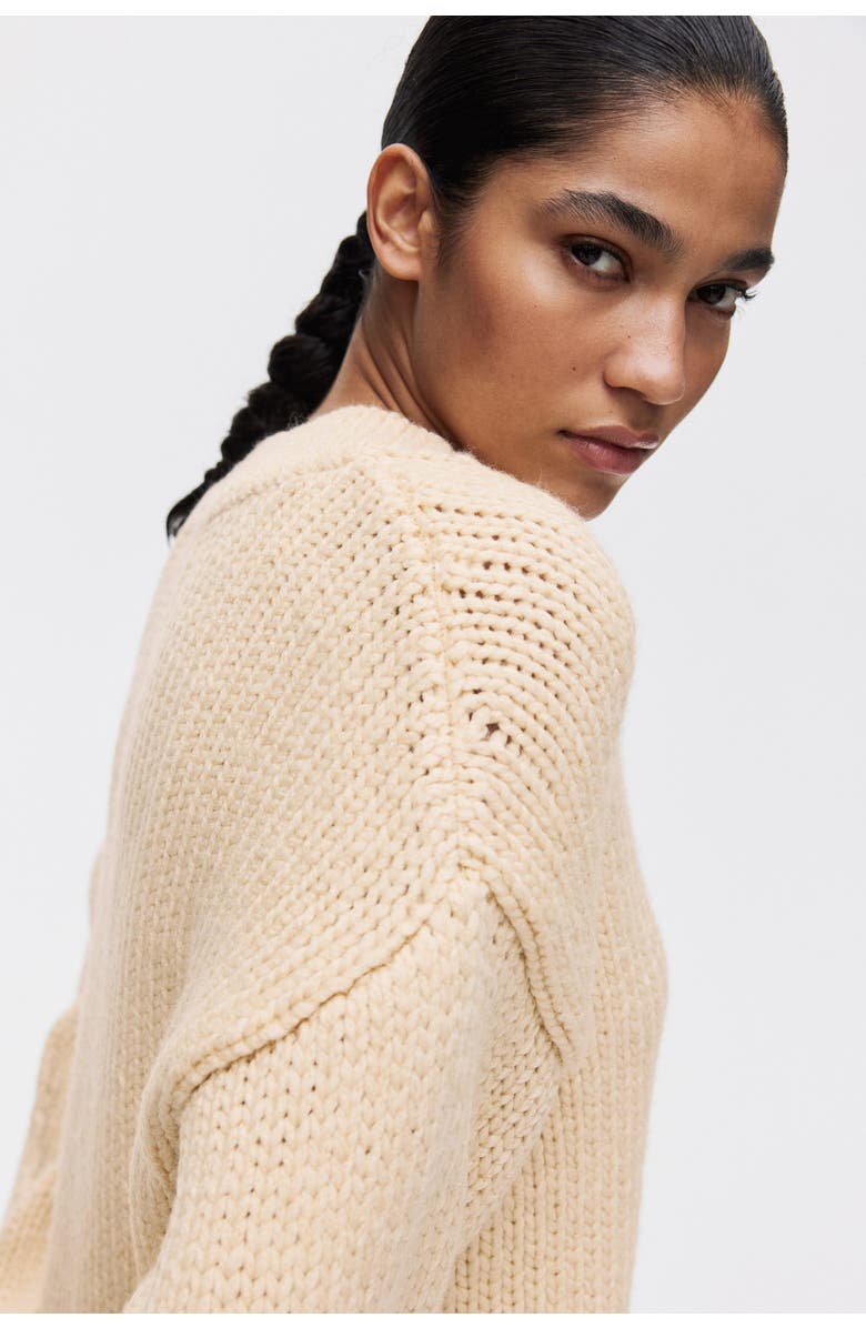 H&M Knitted V-neck Jumper, Main, color, Butter Yellow