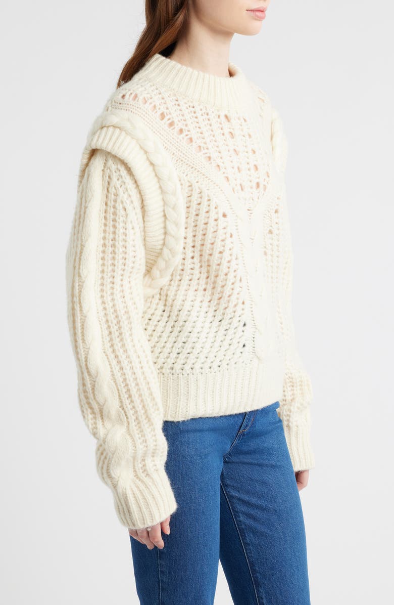 BOSS Orange Fasta Cable Knit Sweater, Alternate, color, Open White