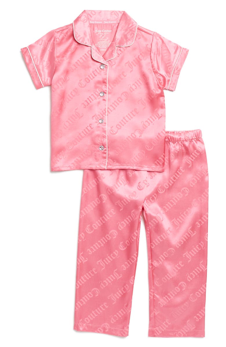 Juicy Couture Kids' Satin Notch Collar Pajamas, Main, color,