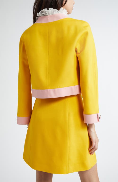 Valentino Bi-color Crystal Crepe Crop Jacket In Pale Rose