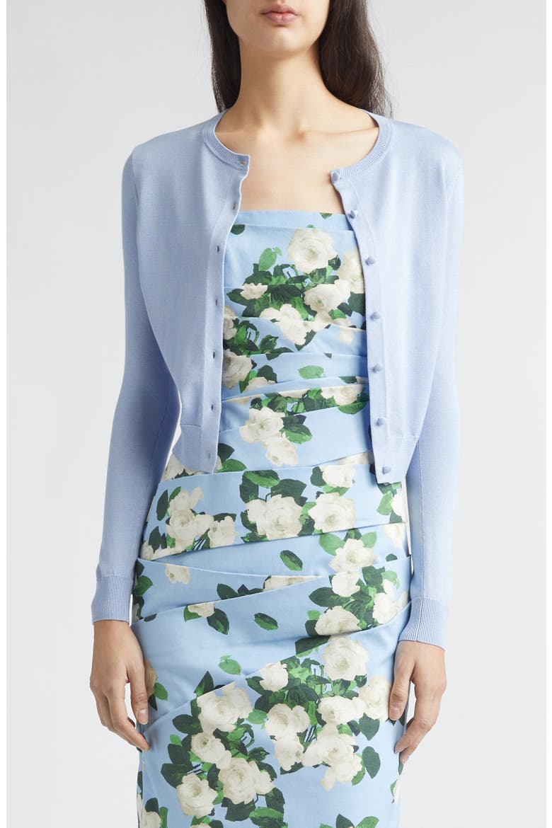 Silk & Cotton Crop Cardigan, Main, color, CLOUDY BLUE