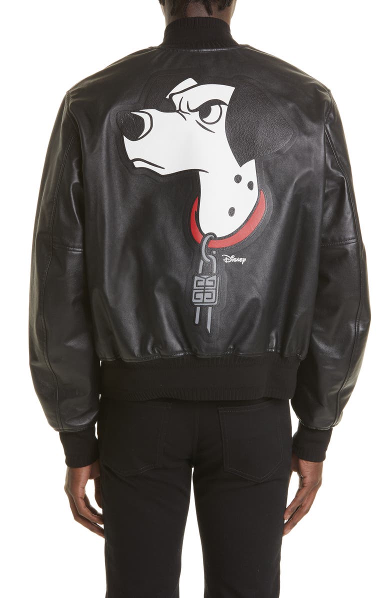 Givenchy Disney x Givenchy '101 Dalmatians' Leather Bomber Jacket, Alternate, color,
