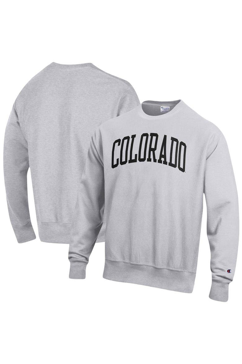 Men's Champion Heathered Gray Colorado Buffaloes Arch Reverse Weave Pullover Sweatshirt, Alternate, color, Heather Gray