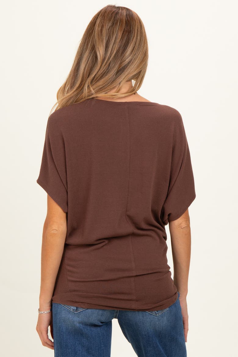 Dolman Sleeve Boat Neck Top, Alternate, color, Brown