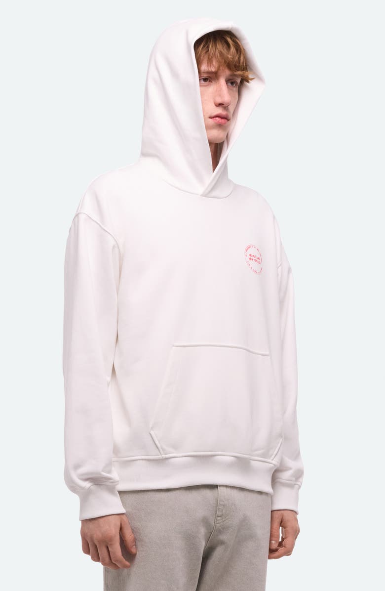 Helmut Lang Stamp Cotton French Terry Pullover Hoodie, Alternate, color, Optic White