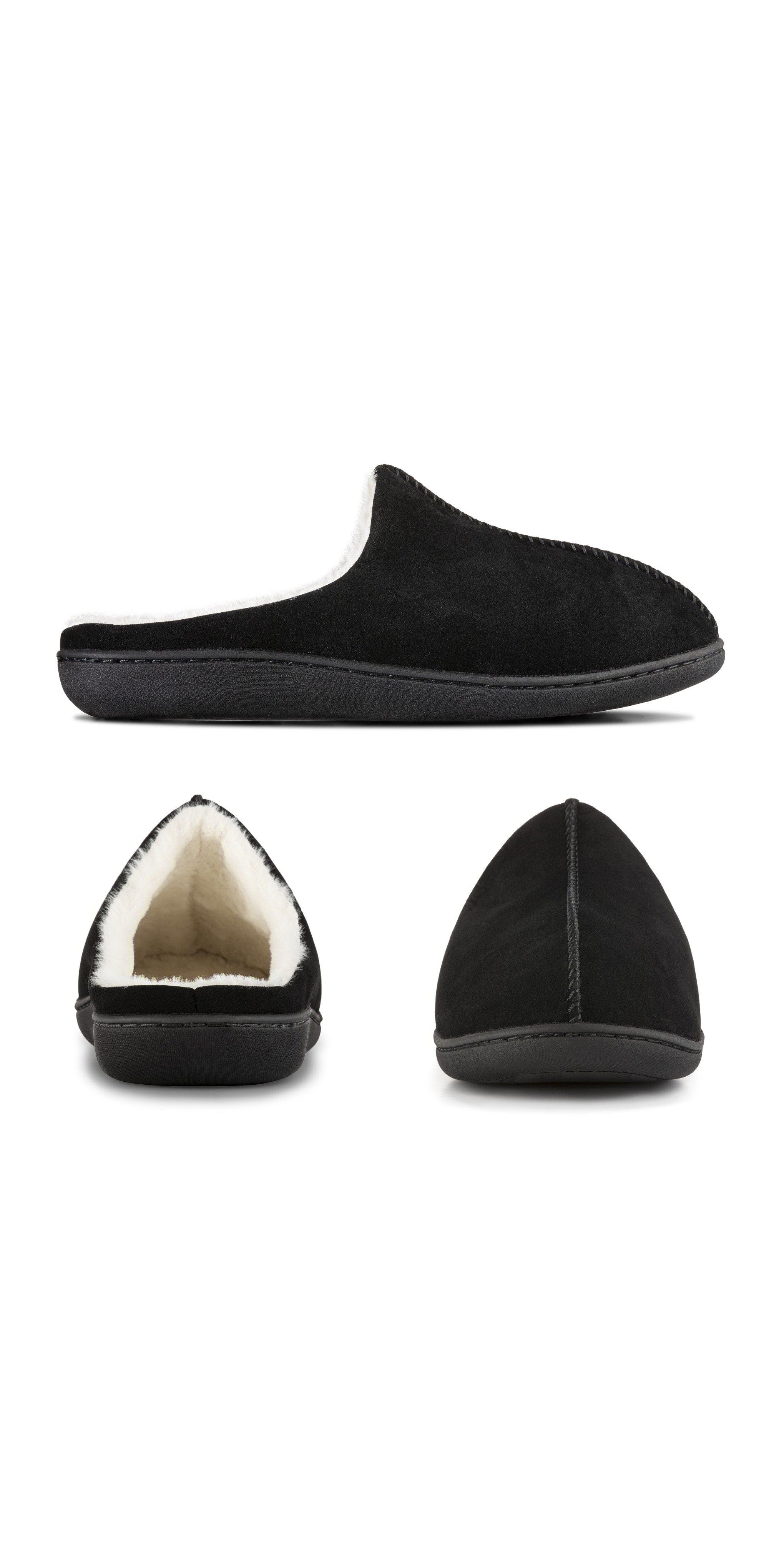 Cuddles Memory Foam Faux Suede House Slippers, Alternate, color, Black