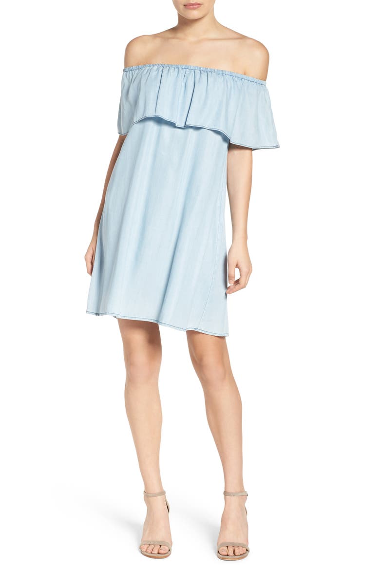BB Dakota Maci Off the Shoulder Dress, Alternate, color, LIGHT BLUE