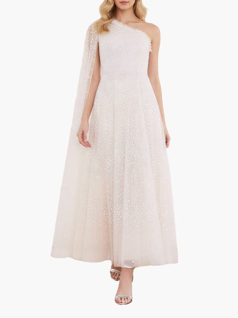 Scatter Dot One-Shoulder Ankle Gown