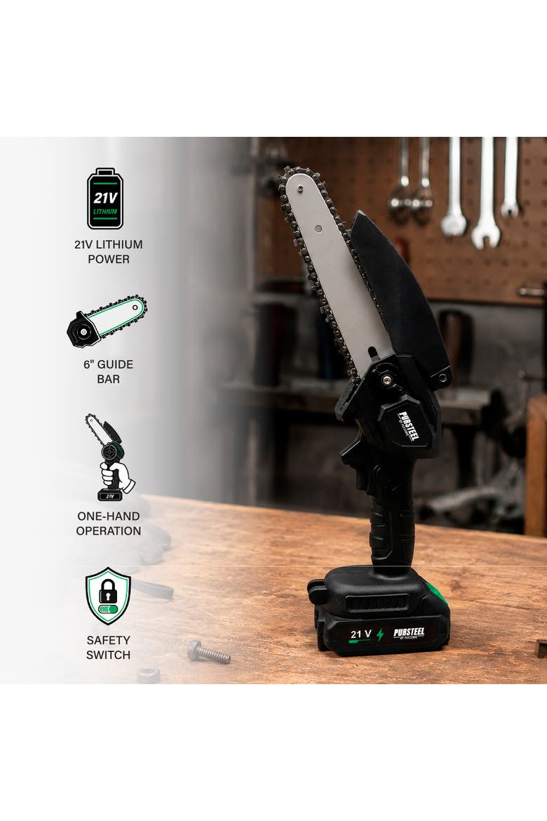 6-Inch Cordless Mini Chainsaw, Alternate, color, Black