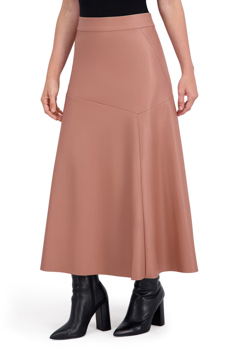 Supersoft Faux Leather Geo Seam Maxi Skirt, Alternate, color, MOCHA