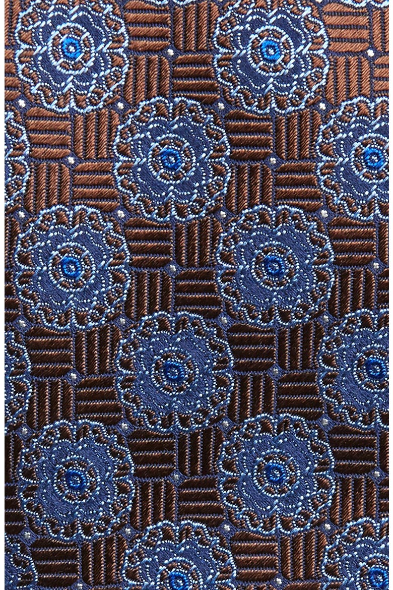 Floral Medallion Silk Tie, Alternate, color, BROWN