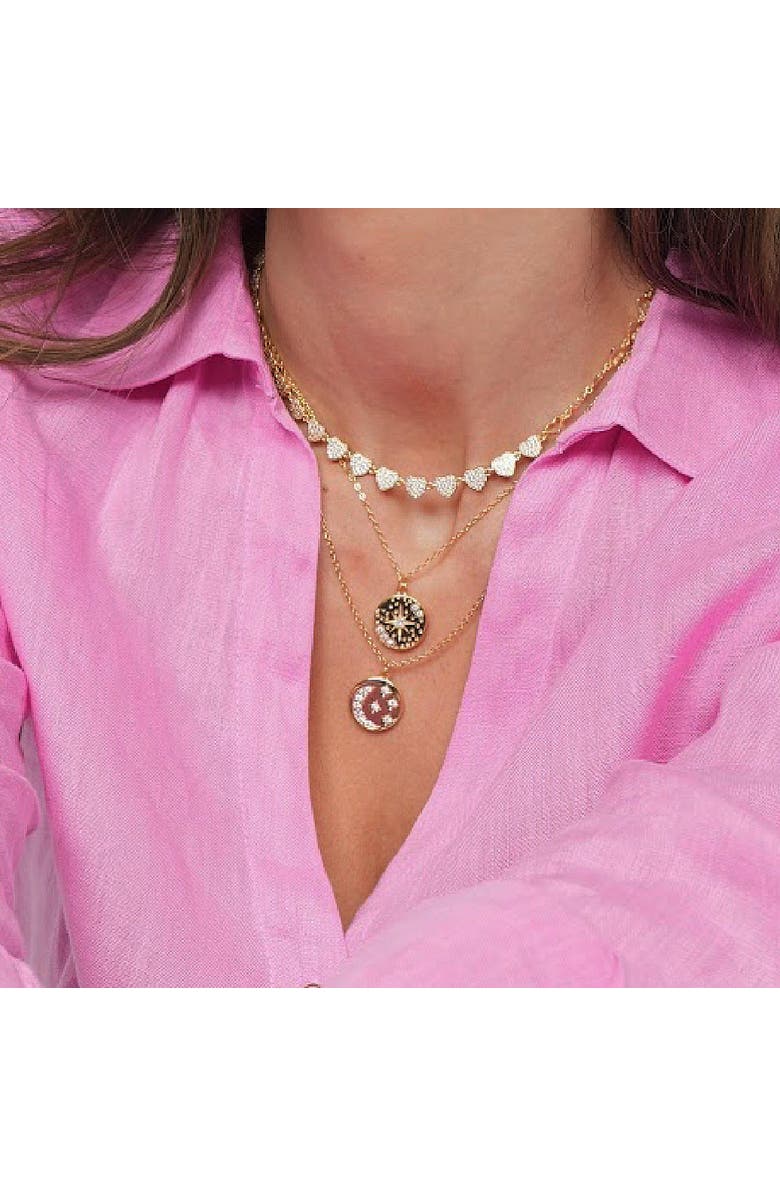 Mazin Jewels Pave Heart Charm Necklace, Alternate, color, Silver