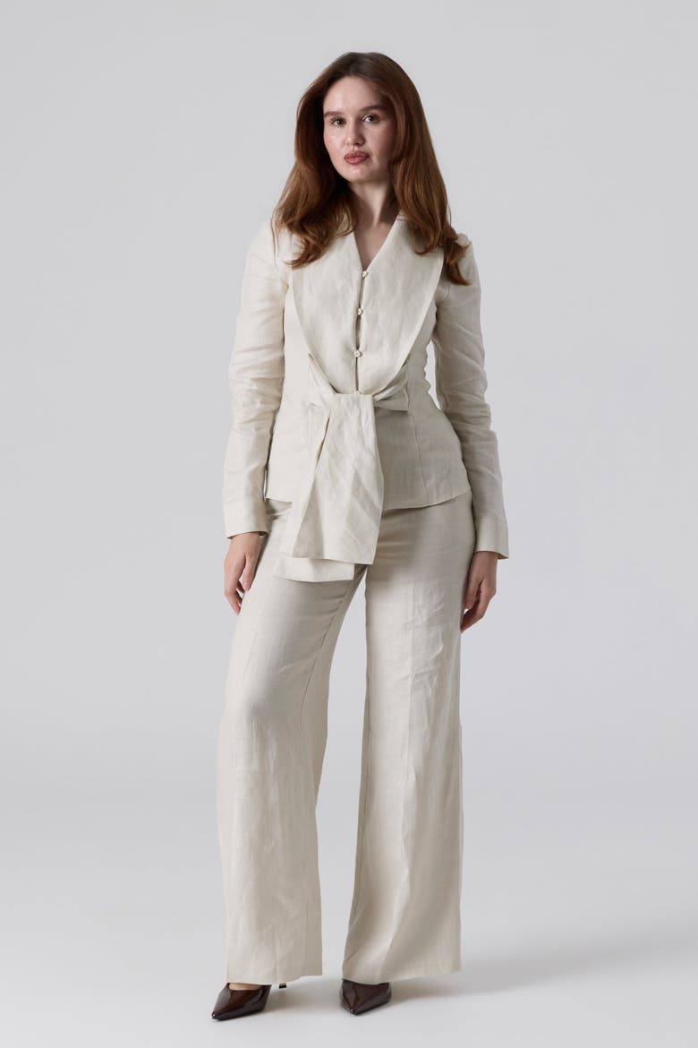 Linen Waist Tie Shirt, Alternate, color, Natural