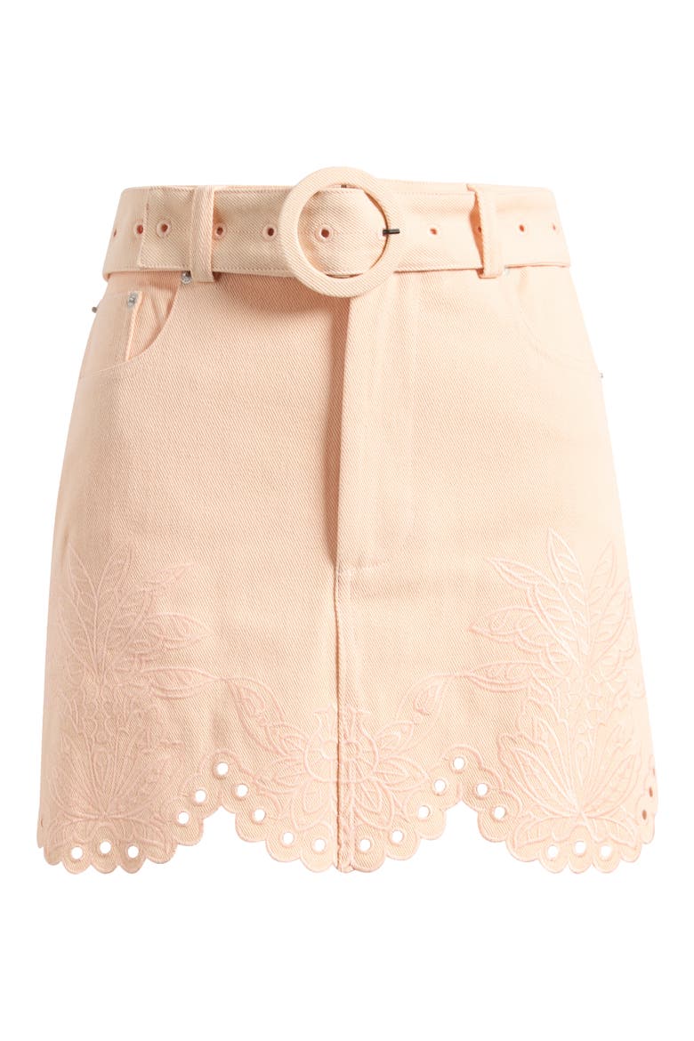 Belted Cotton Twill Miniskirt, Alternate, color, PINK