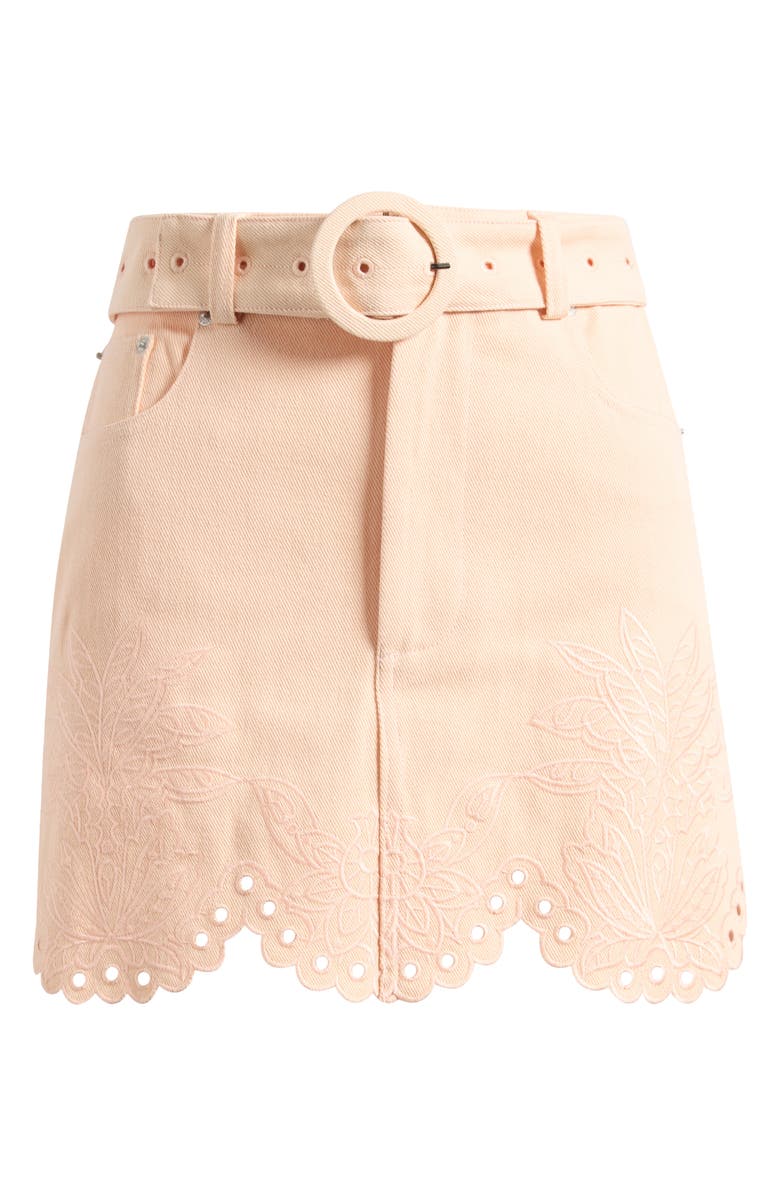 FARM Rio Belted Cotton Twill Miniskirt, Main, color, Pink