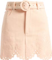 FARM Rio Belted Cotton Twill Miniskirt