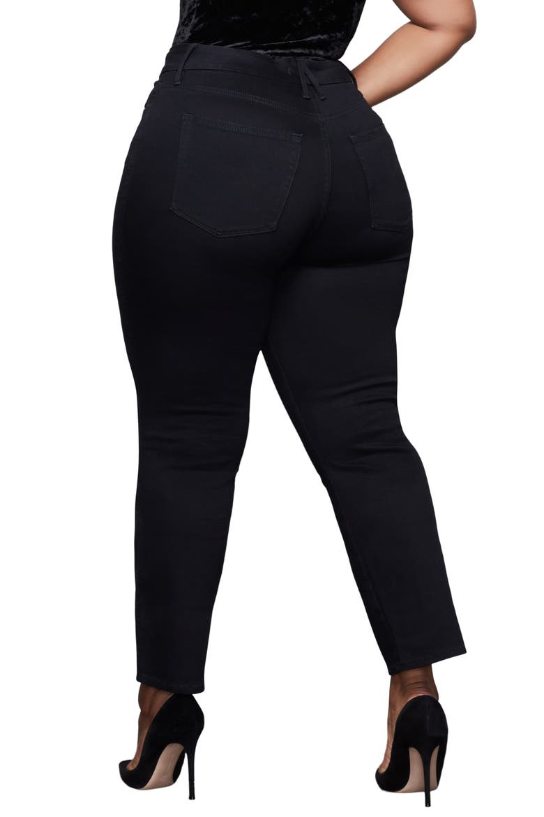 Good Straight Destroyed Hem Straight Leg Jeans, Alternate, color, BLACK078