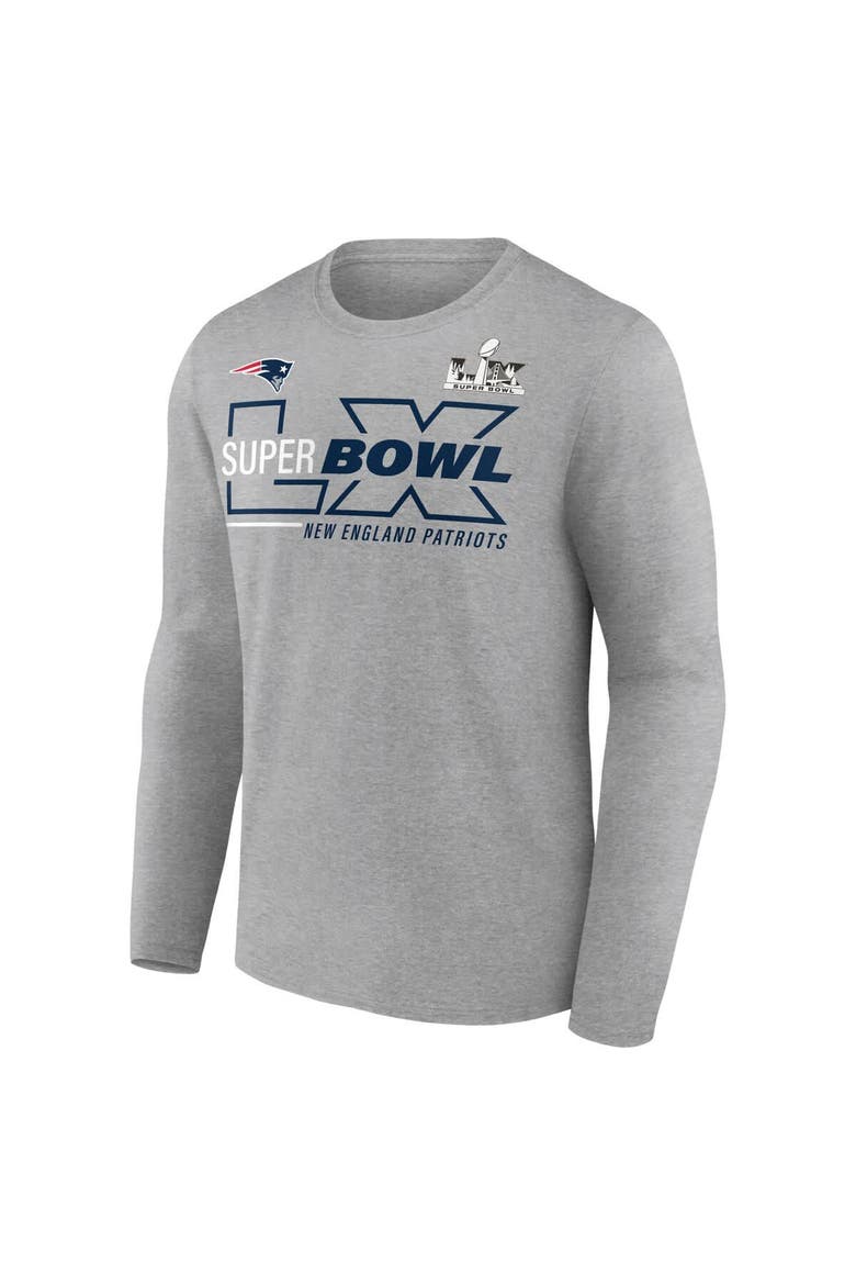 Men's Fanatics  Heather Gray New England Patriots Super Bowl LX Roster Long Sleeve T-Shirt, Alternate, color, Heather Gray