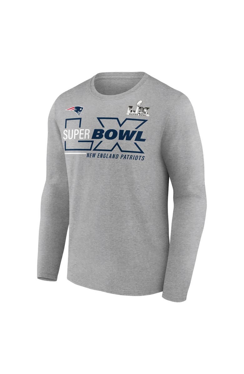 FANATICS Men's Fanatics  Heather Gray New England Patriots Super Bowl LX Roster Long Sleeve T-Shirt, Alternate, color, Heather Gray