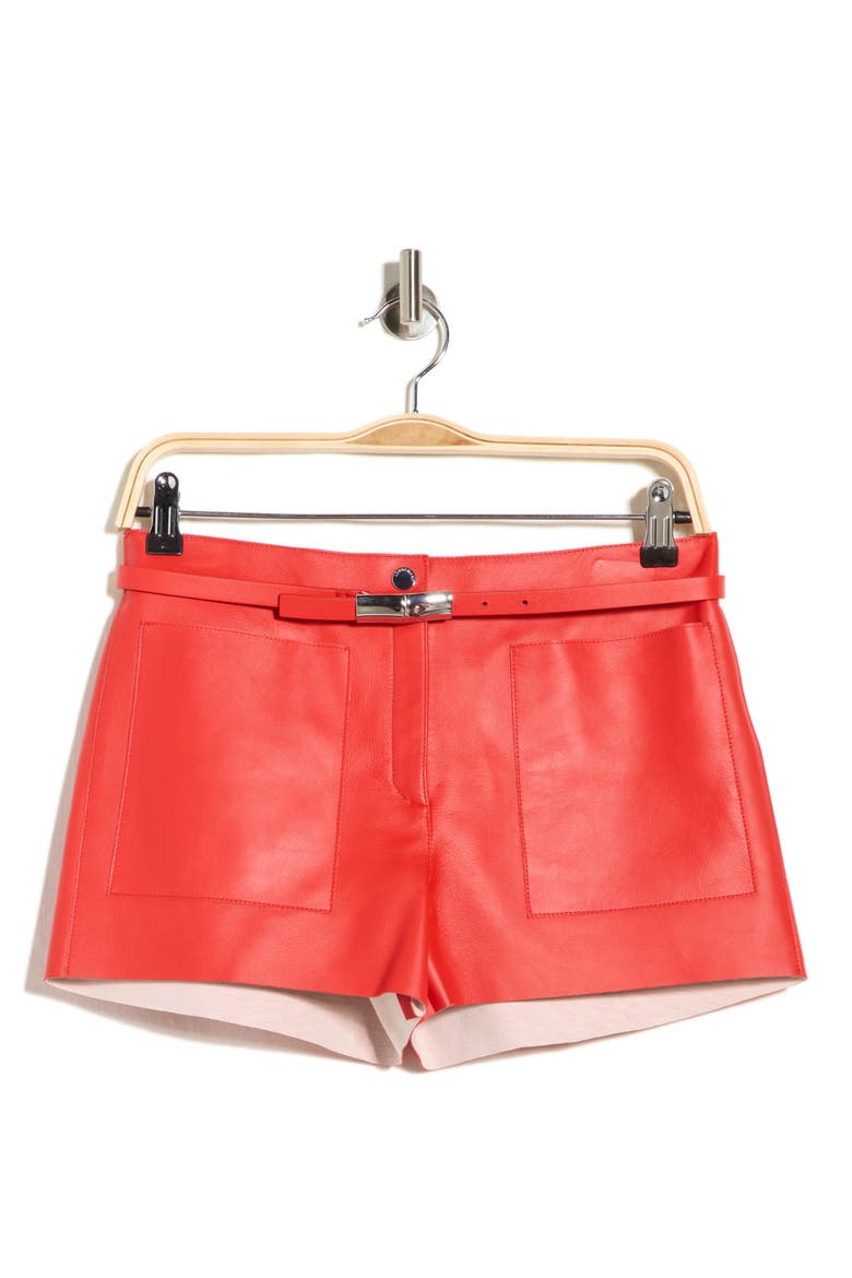 Leather Shorts, Alternate, color, POPPY