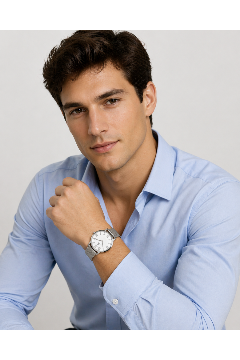 Men's Stainless Steel Mesh Bracelet Watch, Alternate, color, Silver