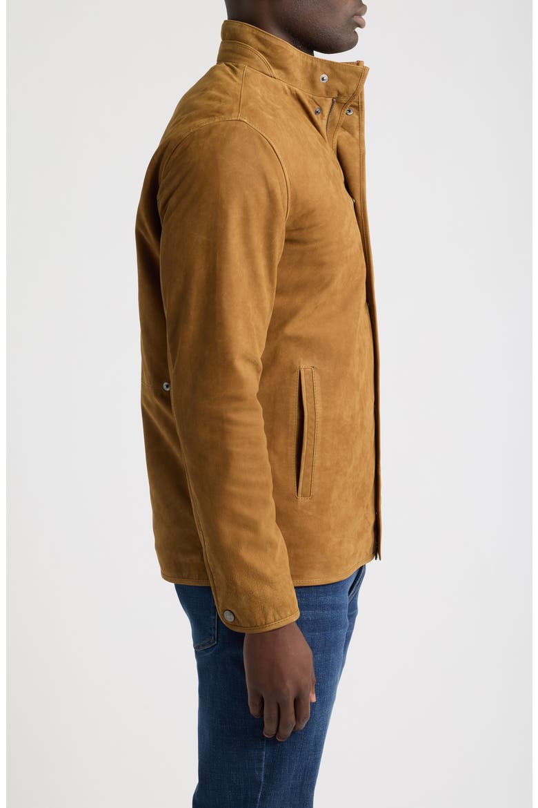 Norwalk Nubuck Leather Coat, Alternate, color, DARK AMBER
