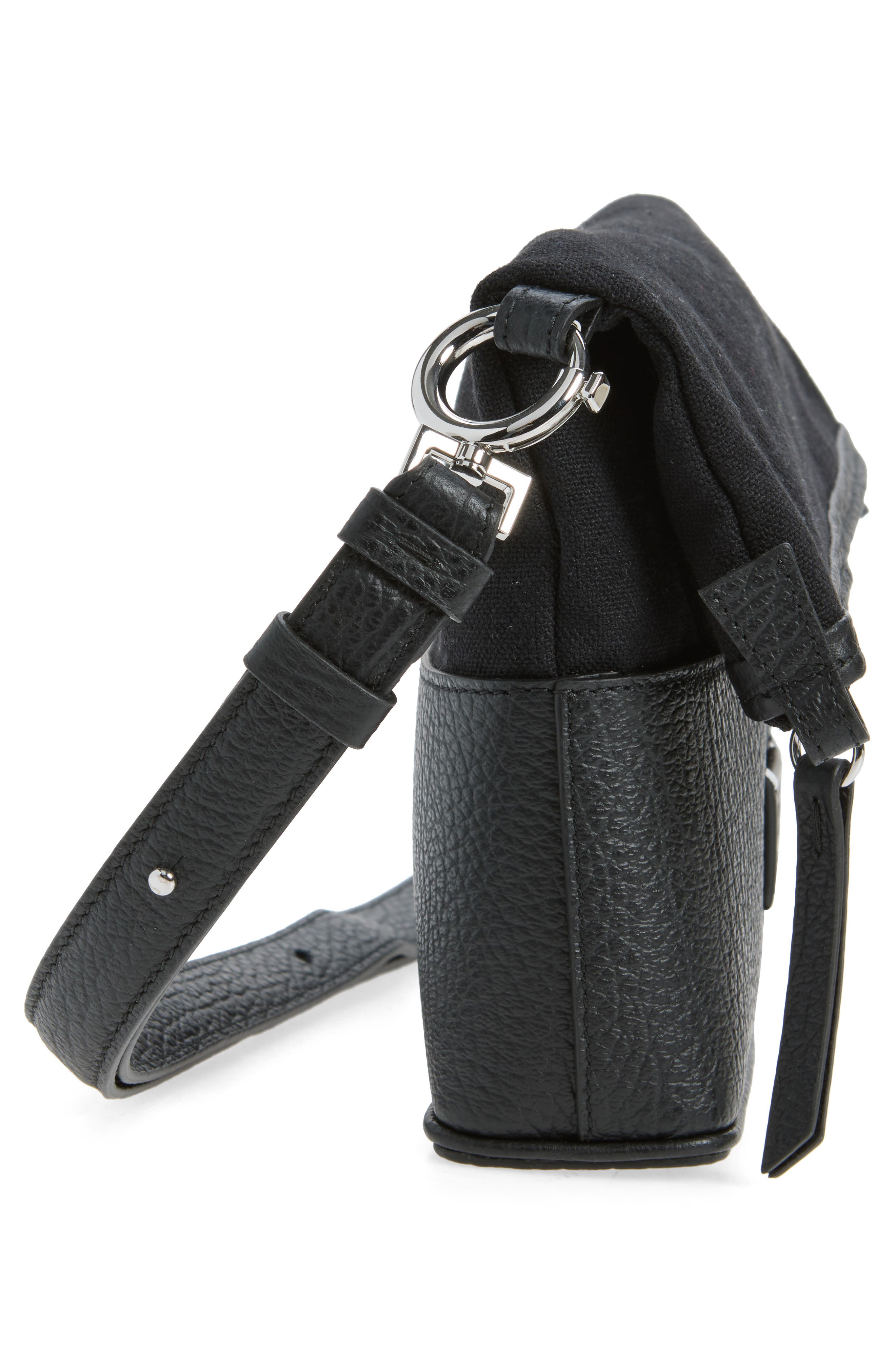 Small 5AC Canvas & Leather Hobo Bag, Alternate, color, BLACK