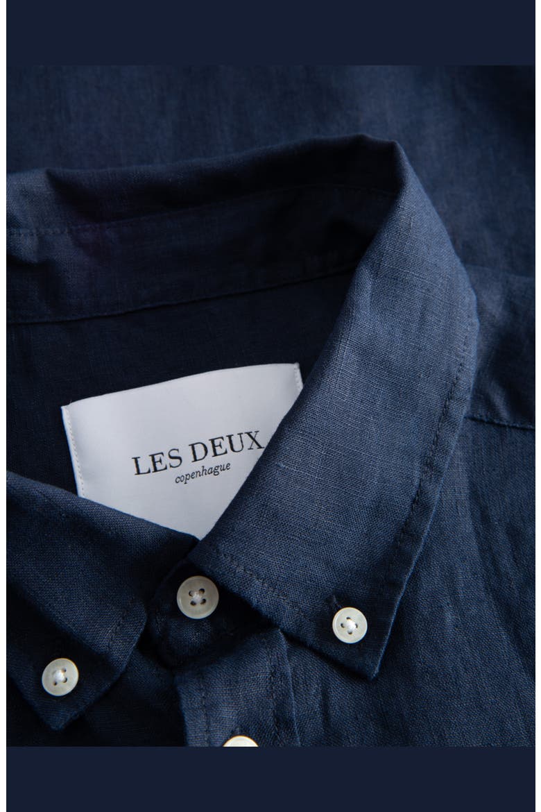 Kris Linen Short Sleeve Shirt, Alternate, color, DARK NAVY