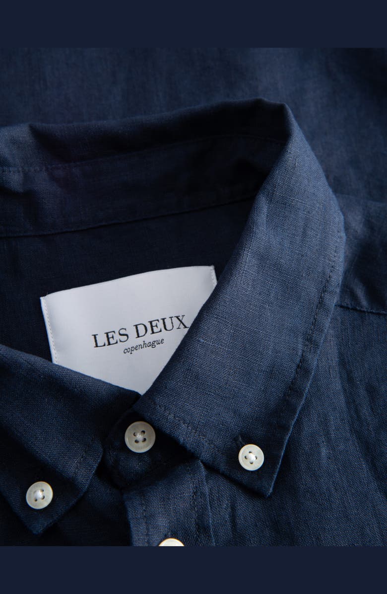 Les Deux Kris Linen Short Sleeve Shirt, Alternate, color, Dark Navy